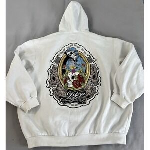 Vintage Joker Brand Jacket Hoodie Sweatshirt‎ White Embroidered Sz XL Y2K